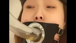 Japanese slave eats s&period; on bondage